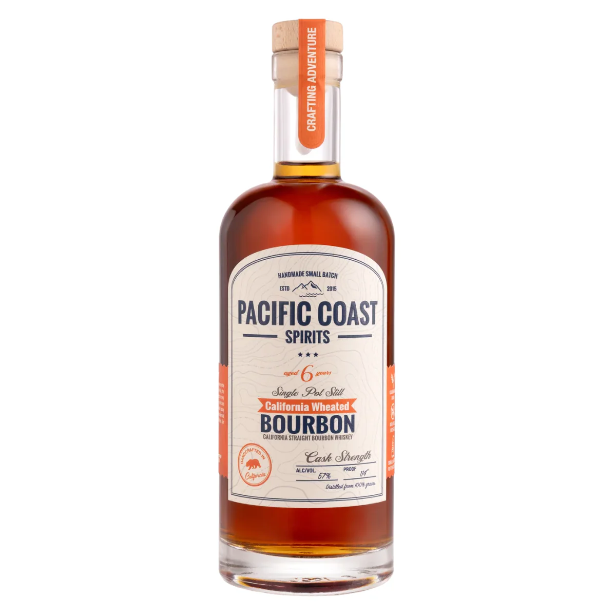 Pacific Coast Spirits Single Pot Still California Wheated Bourbon Cask Strength 6 year 750 ML